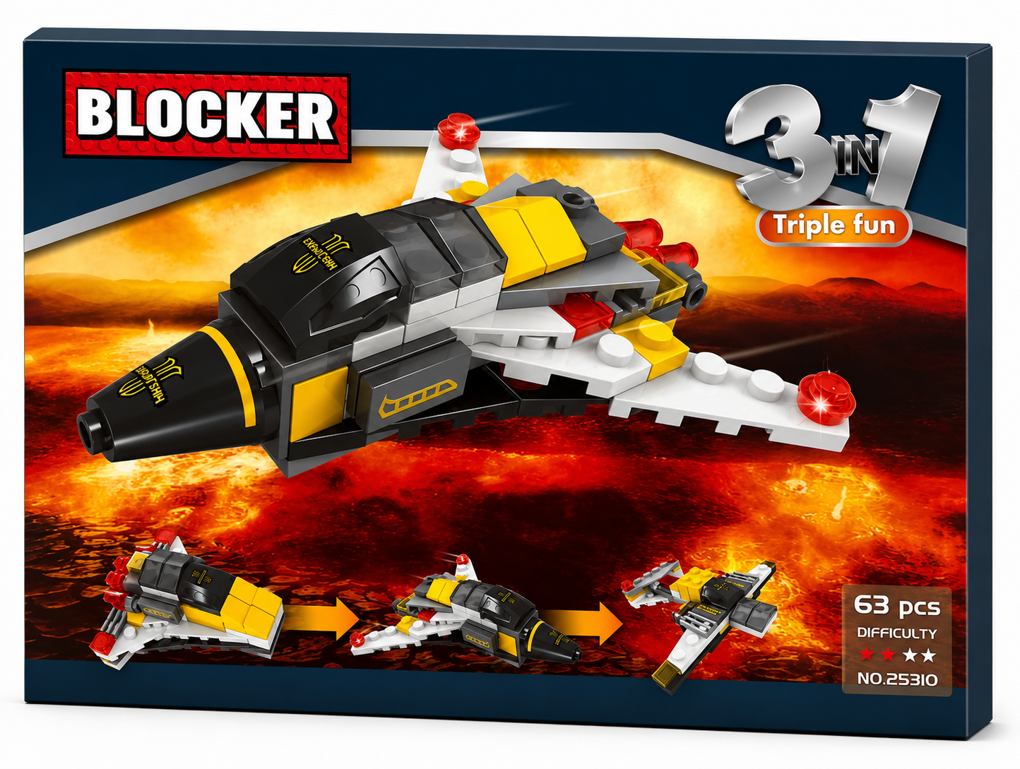 משחק הרכבה Blocker חללית 3 ב-1 – 63 חלקים