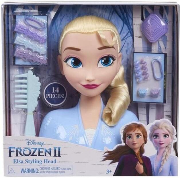 ראש בובה של אלזה מ־Disney Frozen לעיצוב שיער עם 13 אביזרי סירוק וקישוט
