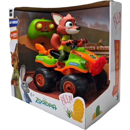 רכב שטח על שלט Disney Zootopia עם דמות ניק וויילד, ארבעה גלגלים ושלט אלחוטי 2.4GHz