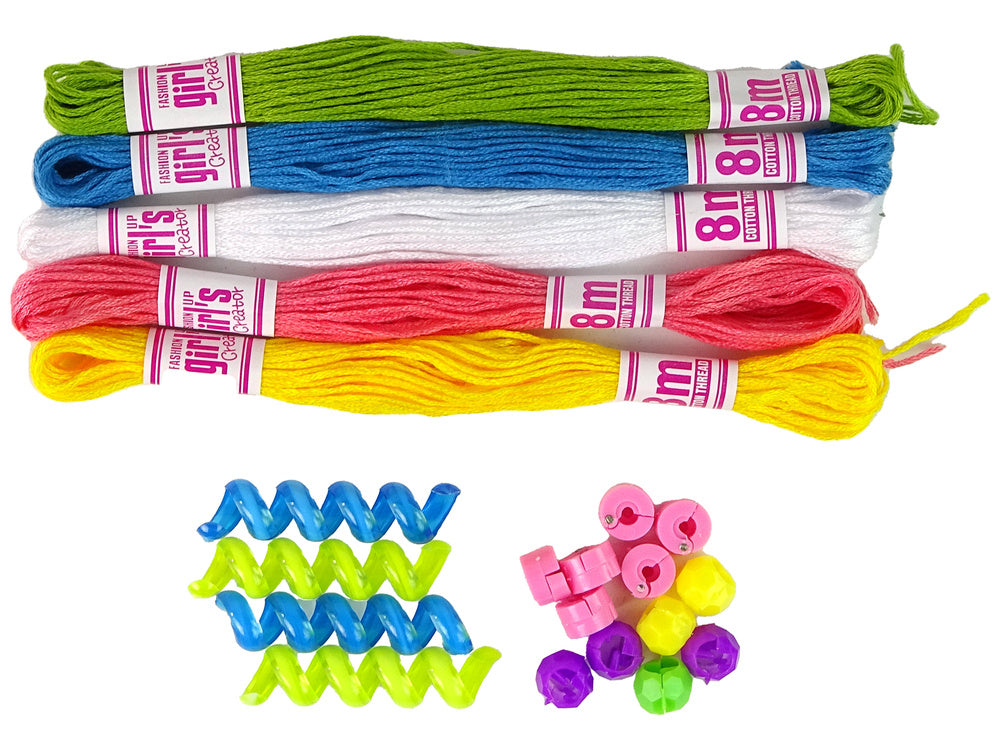 ערכת צמות עם חרוזים וחוטים צבעוניים 2 ב־1