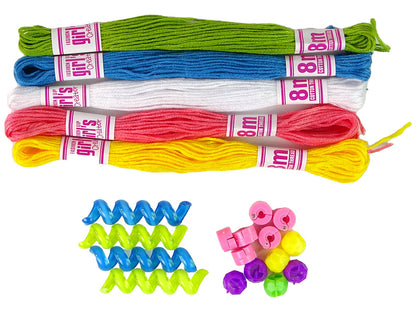 ערכת צמות עם חרוזים וחוטים צבעוניים 2 ב־1