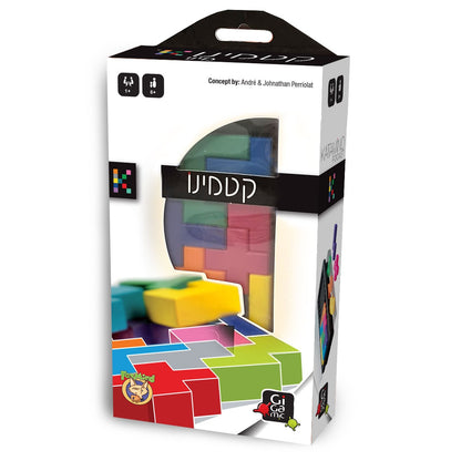 משחק קטמינו מיני מבית FoxMind עם 12 חלקים גיאומטריים ולוח קומפקטי לפתרון חידות חשיבה