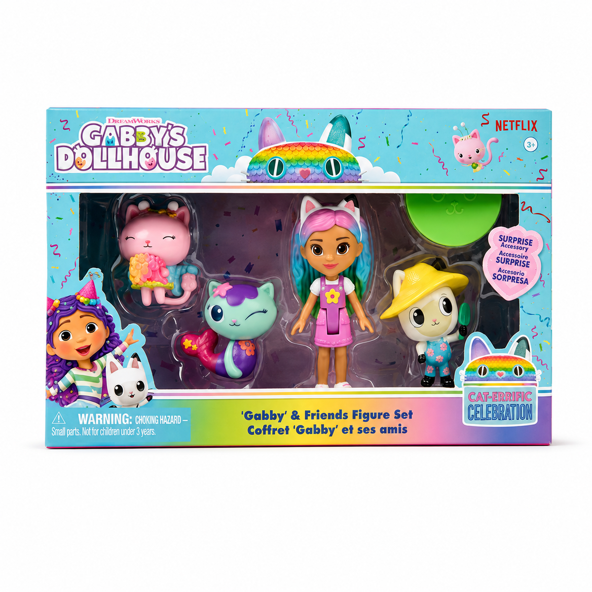 סט דמויות Gabby's Dollhouse הכולל את גבי ושלושה חברים עם אביזר הפתעה לגיל 3+
