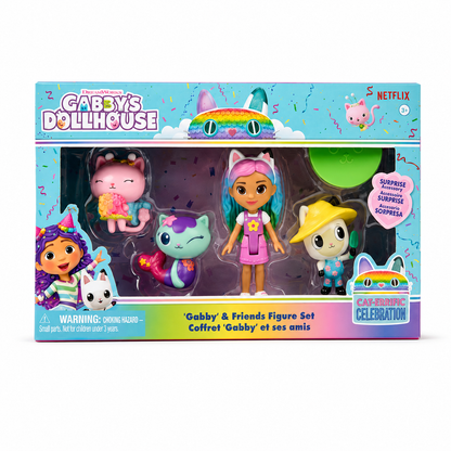 סט דמויות Gabby's Dollhouse הכולל את גבי ושלושה חברים עם אביזר הפתעה לגיל 3+
