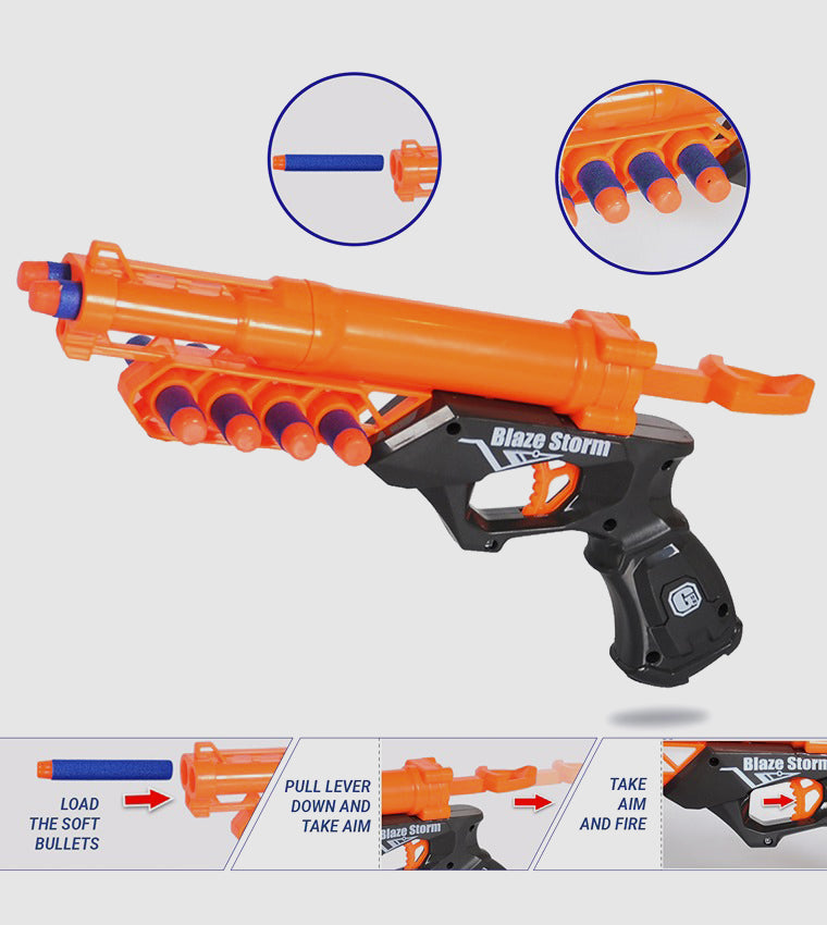 אקדח דו־קני כתום G-FORCE עם 10 כדורי ספוג JOKER (אונליין בלבד)