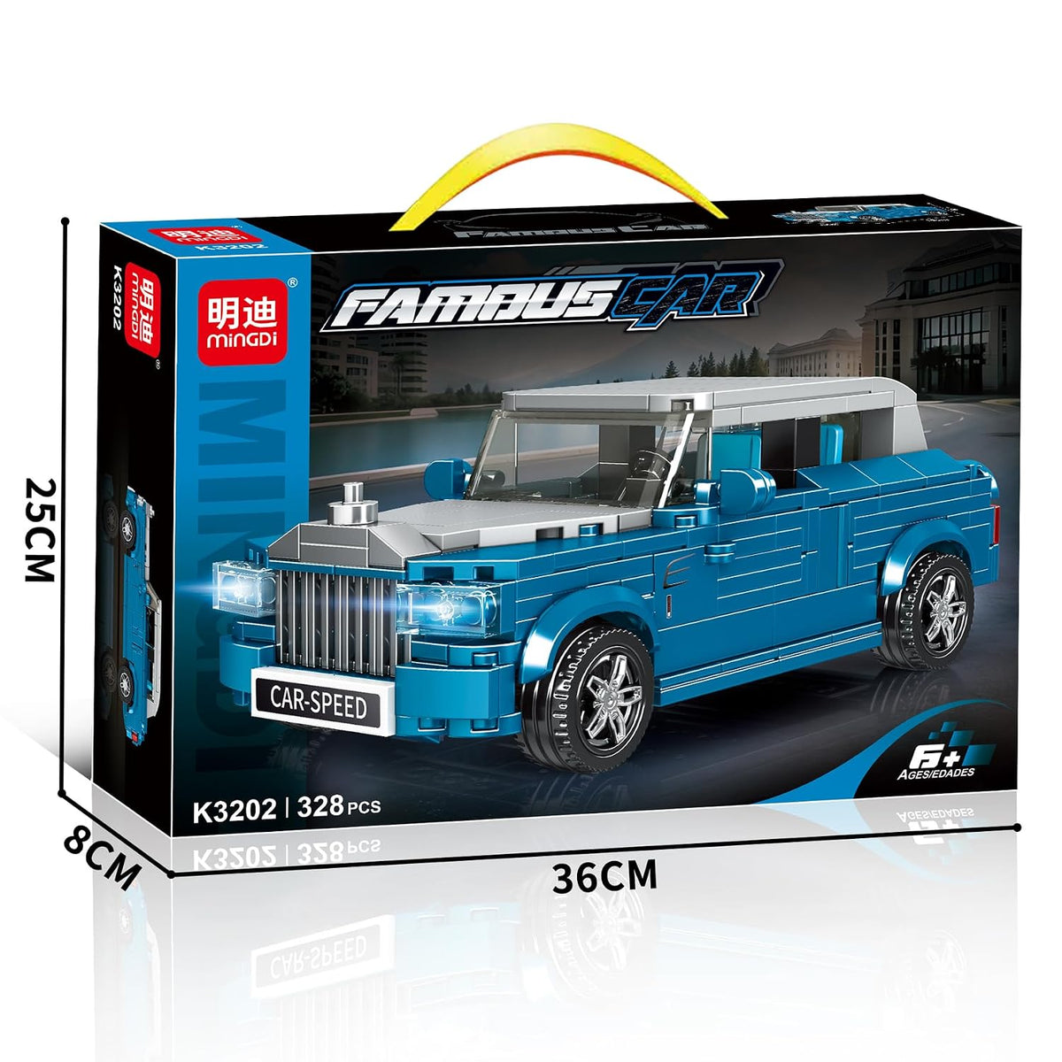 ערכת הרכבה MingDi Famous Car לבניית מכונית יוקרה כחולה מ-328 חלקים לגיל 6+
