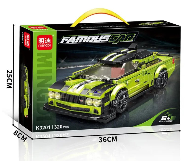 ערכת הרכבה MingDi Famous Car לבניית מכונית ספורט ירוקה מ-320 חלקים לגיל 6+
