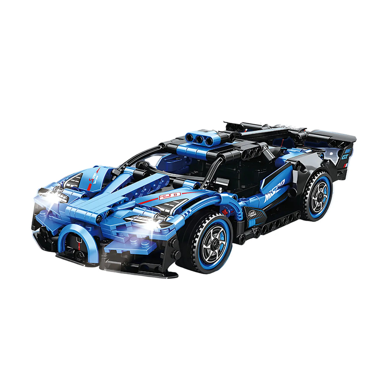 מכונית ספורט כחולה להרכבה MINGDI Speed Car 8708 עם 301 חלקים ושלט רחוק 2.4GHz, לגילאי 14+
