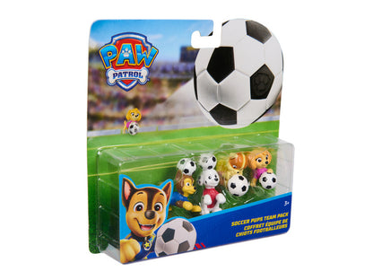 סט 4 דמויות PAW Patrol בכדורגל הכולל צ׳ייס, מרשל, סקיי ורבל עם כדורים אישיים

