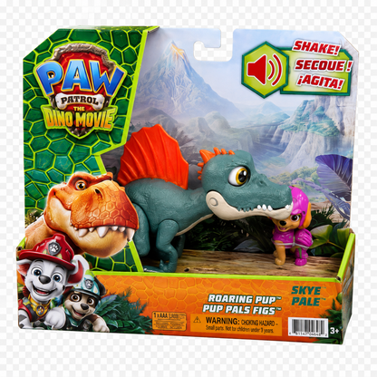 סט PAW Patrol The Dino Movie עם רקס וספינוזאורוס אינטראקטיבי הכולל קולות, שאגות ומצמוץ בעיניים
