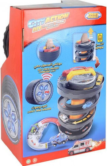 City Action X8 Racers – מסלול מכוניות בצורת גלגל עם 8 רכבים