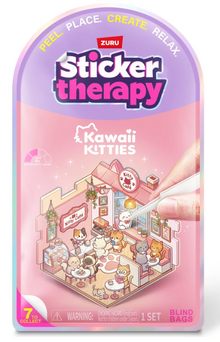 ערכת Sticker Therapy Kawaii Kitties עם 80 מדבקות ופינצטה ליצירת תמונת חתולים, מגיל 6+
